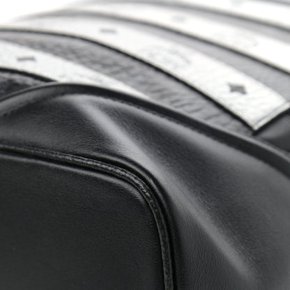 MCM Metallic Visetos Striped Medium Duke Backpack Silver Black 6 of 14