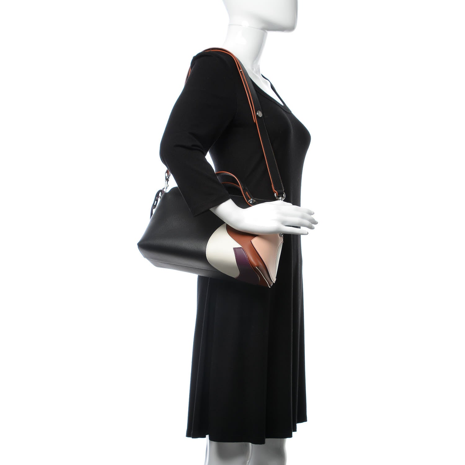 Fendi Vitello Dolce Marquetry Medium By The Way Boston Bag Black Multicolor 2 of 9