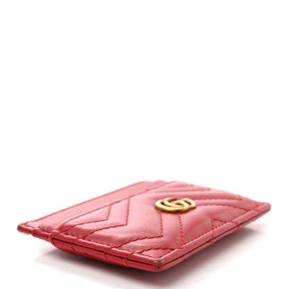 Gucci Calfskin Matelasse GG Marmont Card Holder Hibiscus Red 4 of 10