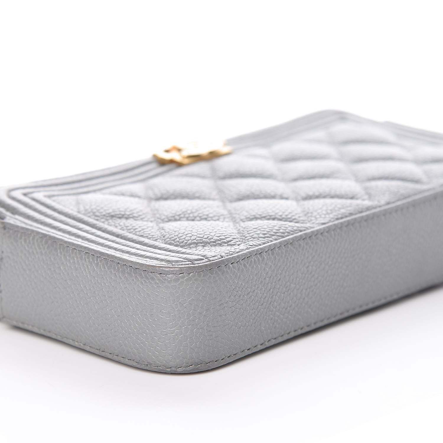 Chanel Caviar Quilted Small Boy Clutch With Chain Grey 10 of 15