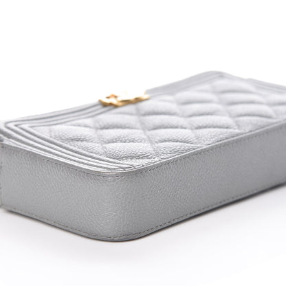 Chanel Caviar Quilted Small Boy Clutch With Chain Grey 10 of 15