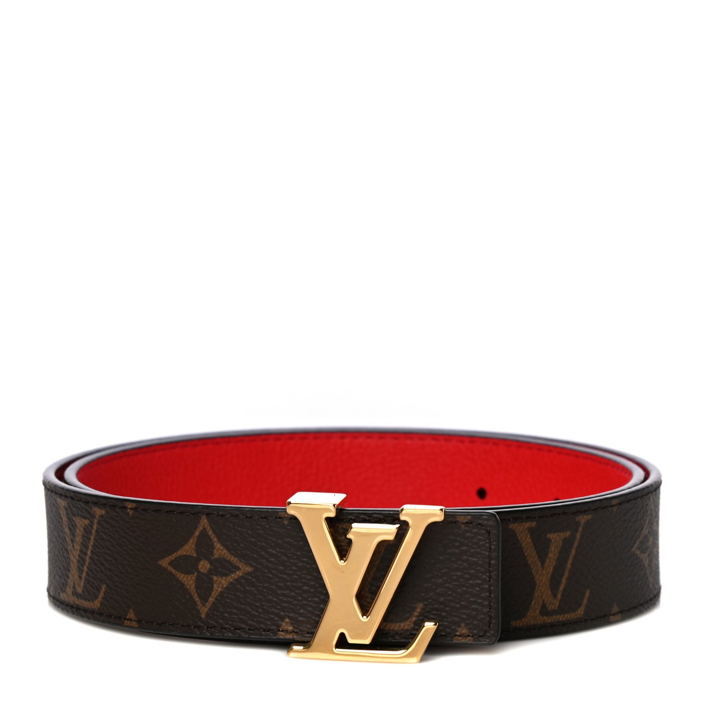 Calfskin Monogram 30mm LV Initiales Reversible Belt 75 30 Coquelicot