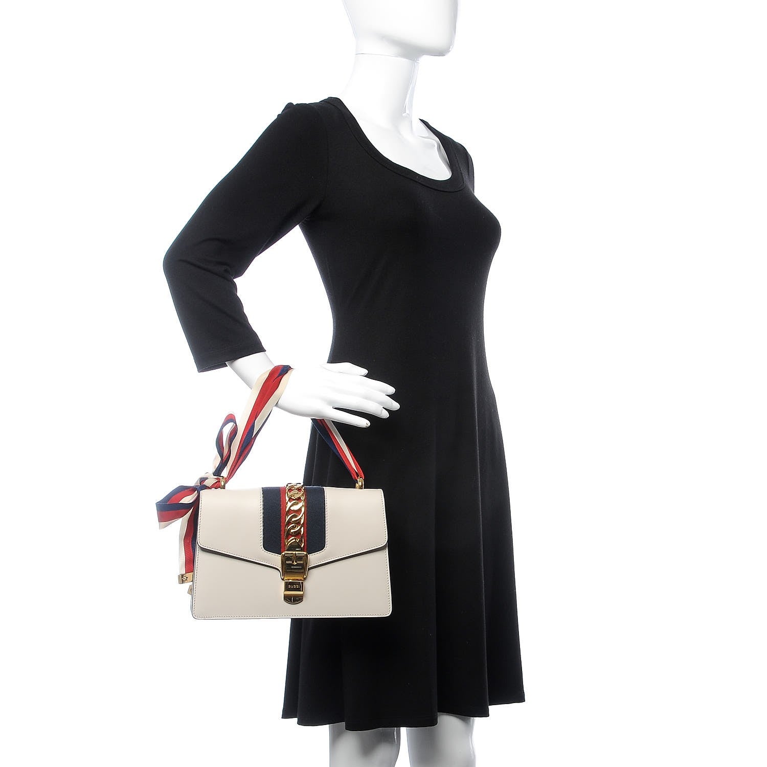 Gucci Calfskin Small Sylvie Shoulder Bag Off White 2 of 8
