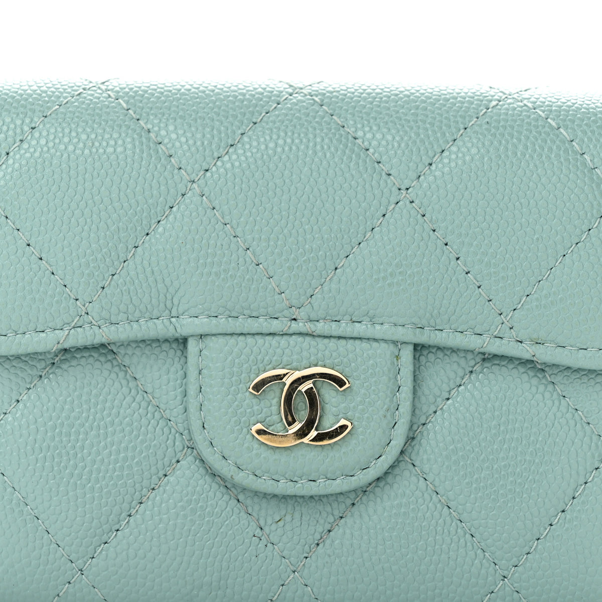 Chanel Caviar Quilted Flap Card Holder Wallet Light Green 9 of 9
