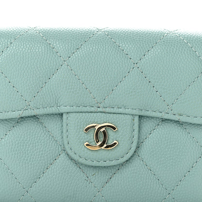 Chanel Caviar Quilted Flap Card Holder Wallet Light Green 9 of 9