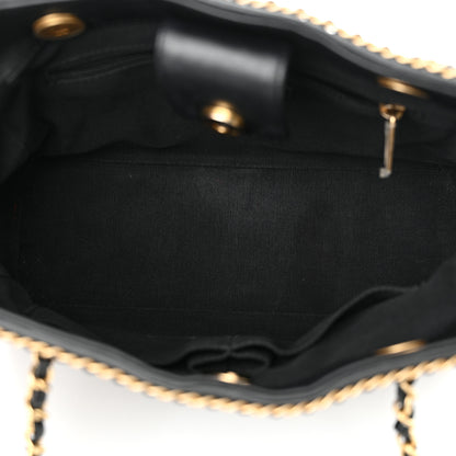 Chanel Calfskin Quilted Chain Lines Shopping Tote Black 5 of 12