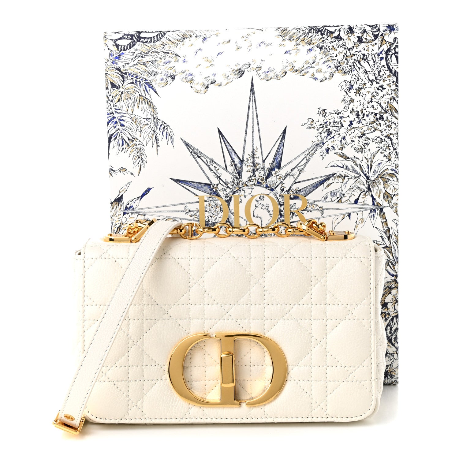 Christian Dior Calfskin Cannage Small Caro Bag Ivory 10 of 10