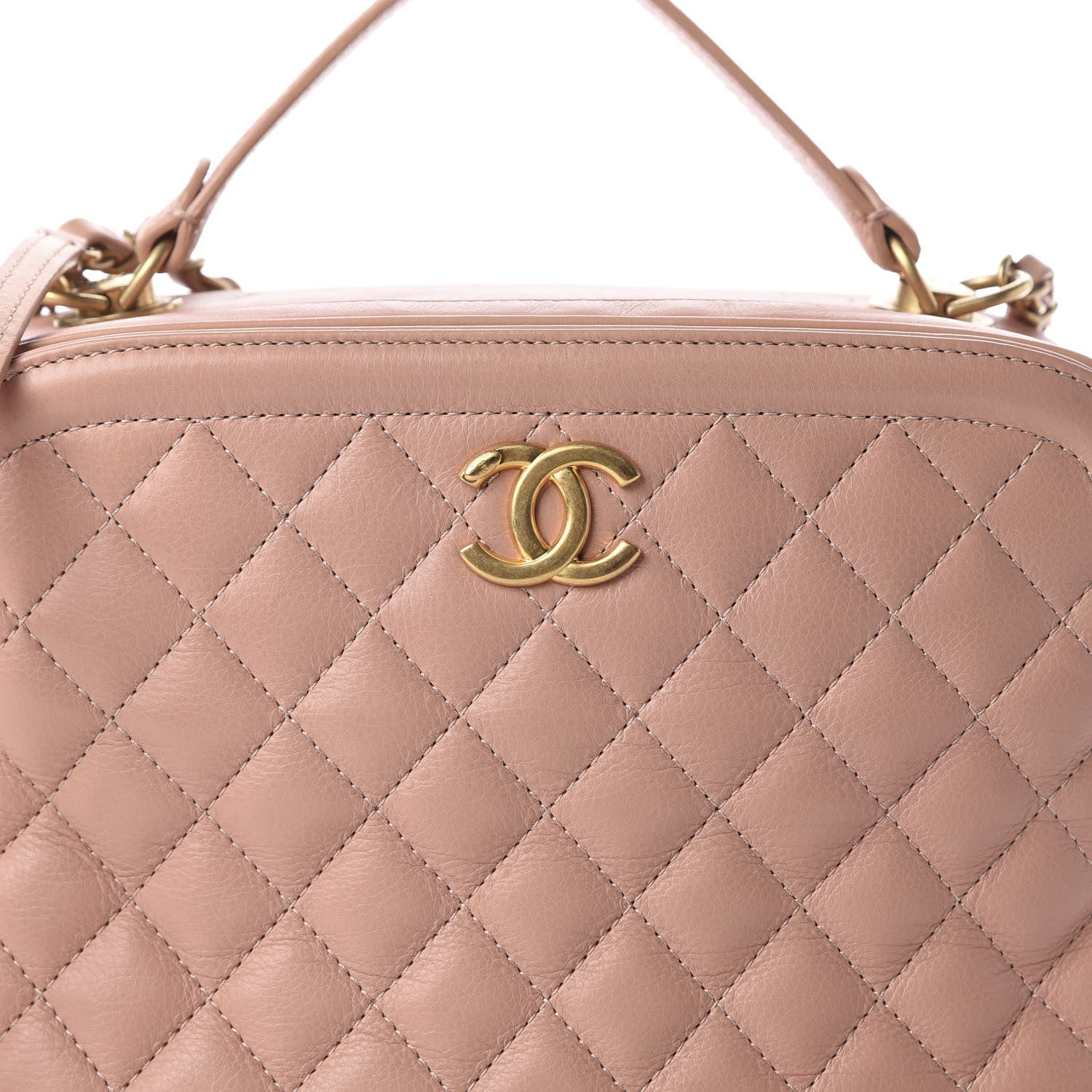 Chanel Calfskin Quilted CC Medium Vanity Case Beige 10 of 11