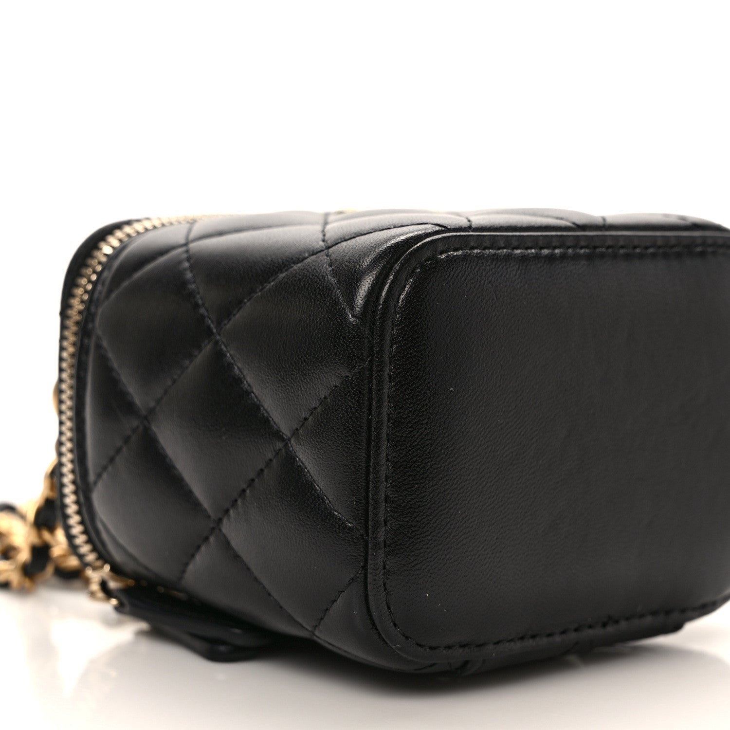 Chanel Lambskin Quilted Top Handle Mini Vanity Case With Chain Black 8 of 9