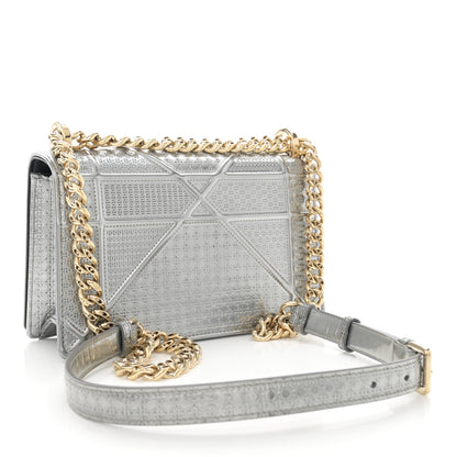 Christian Dior Metallic Patent Micro-Cannage Small Diorama Flap Bag Silver 3 of 10