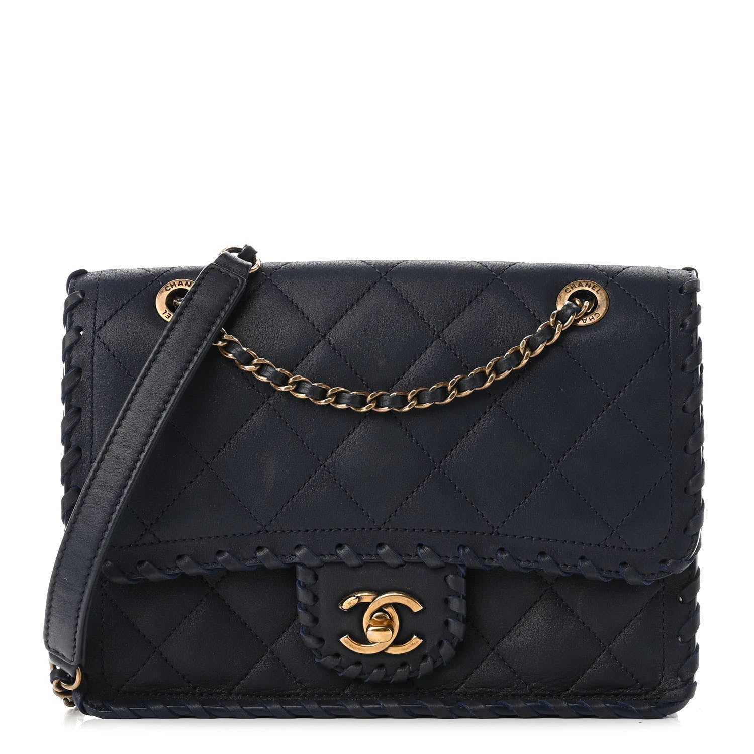 Chanel Iridescent Calfskin Small Happy Stitch Flap Navy 1 of 9