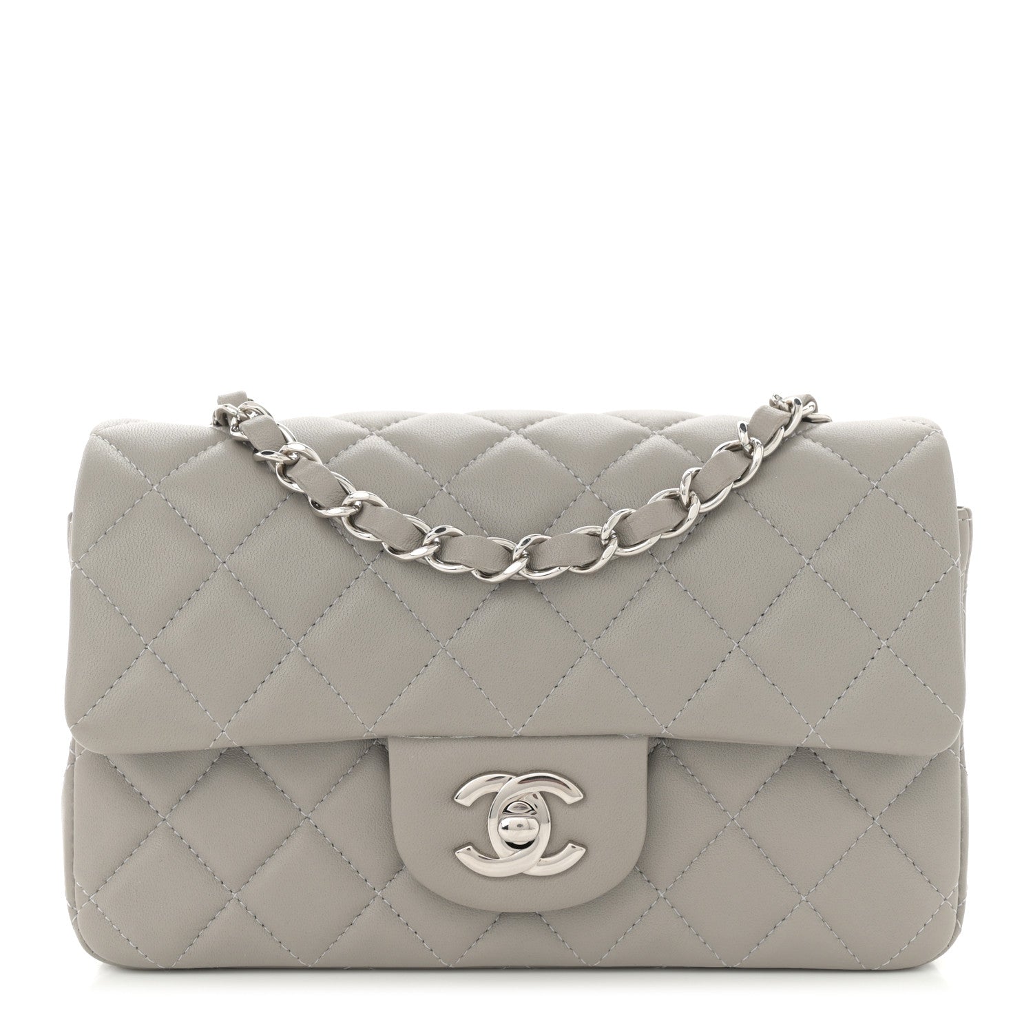 Chanel Lambskin Quilted Mini Rectangular Flap Grey 1 of 11