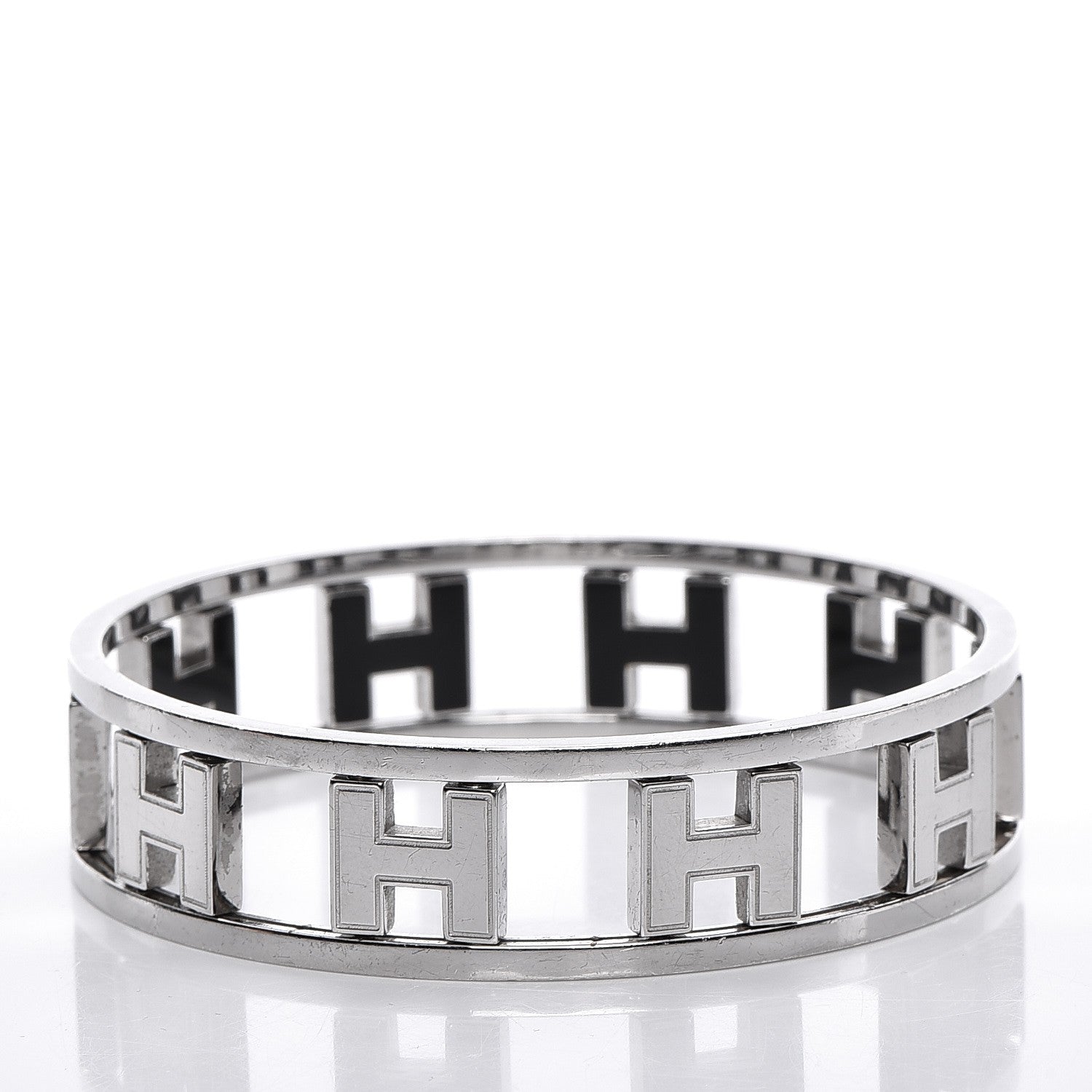 Hermes Palladium Enamel Reversible H Bracelet 3 of 6