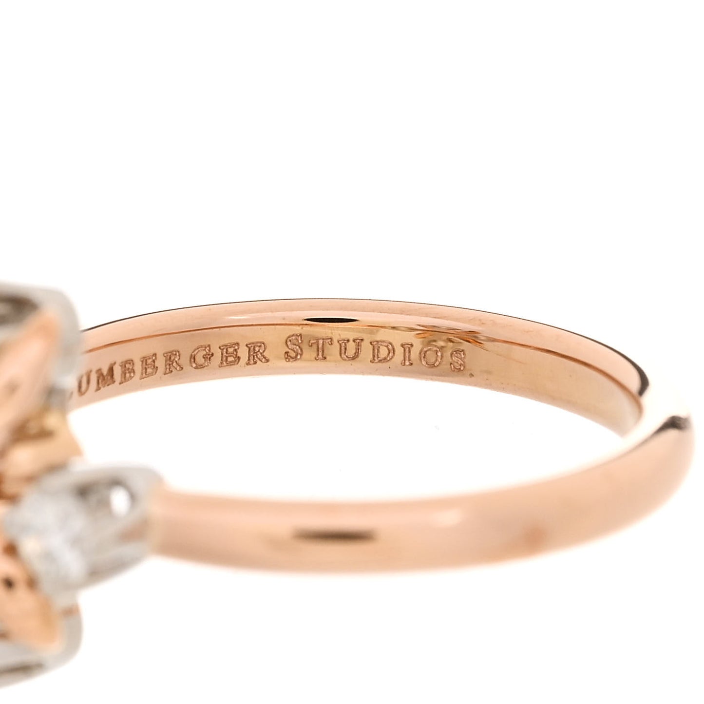 18K Rose Gold Platinum Diamond Schlumberger Lynn Ring 47 4.25