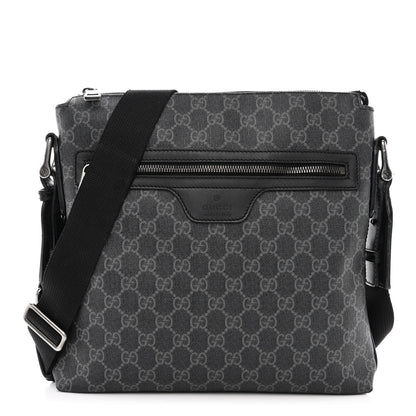 Gucci GG Supreme Monogram Crossbody Messenger Bag Black Grey 1 of 15
