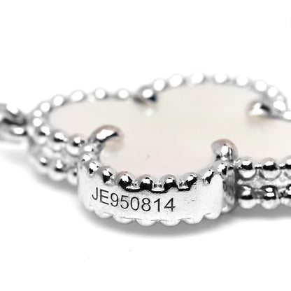 Van Cleef & Arpels 18K White Gold Mother of Pearl 5 Motifs Vintage Alhambra Bracelet 6 of 7
