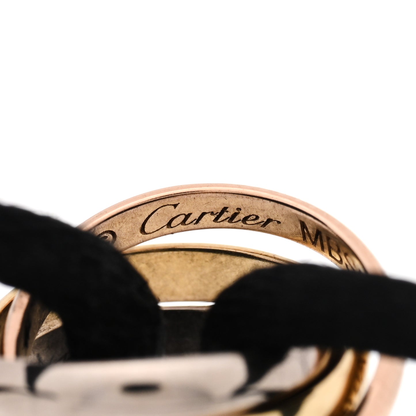 18K Pink Yellow White Gold Trinity Adjustable Cord Bracelet Black Black