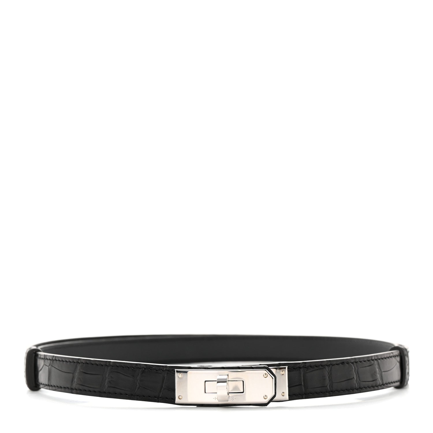 Hermes Matte Alligator Kelly Belt Black 1 of 5