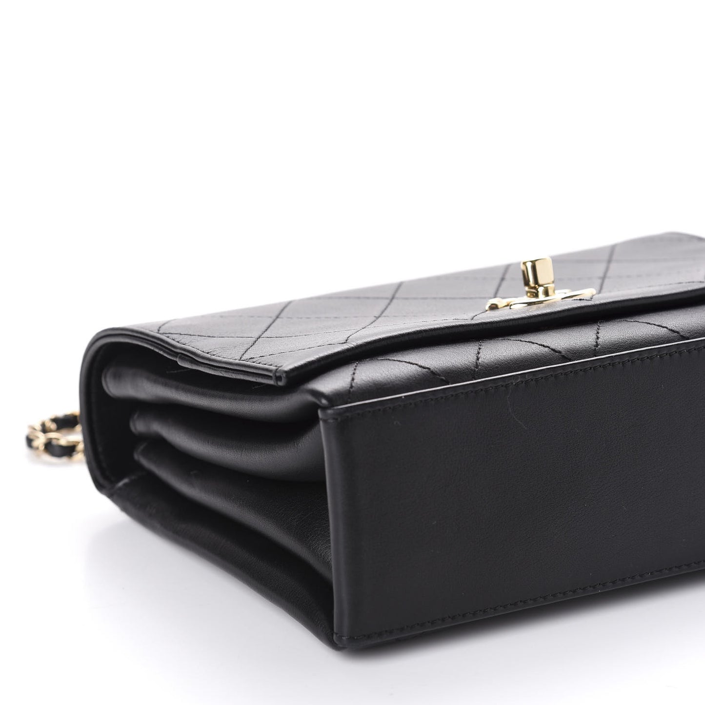 Calfskin Stitched Flap Black