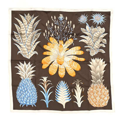 Hermes Silk Index Bromeliaceae Scarf 90 Ebene Bleu Miel 1 of 6