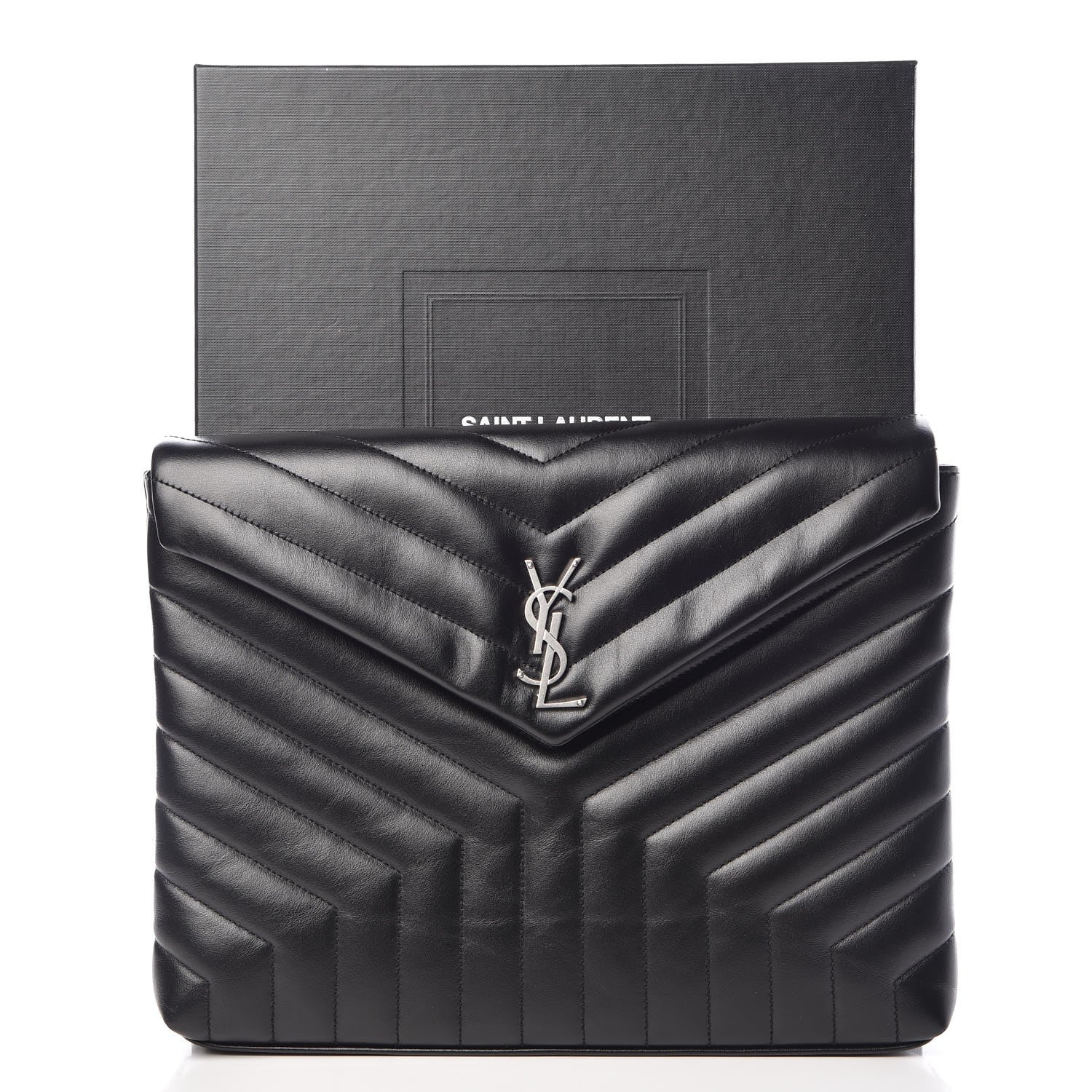 Saint Laurent Calfskin Y Quilted Monogram Loulou Document Holder Black 8 of 8