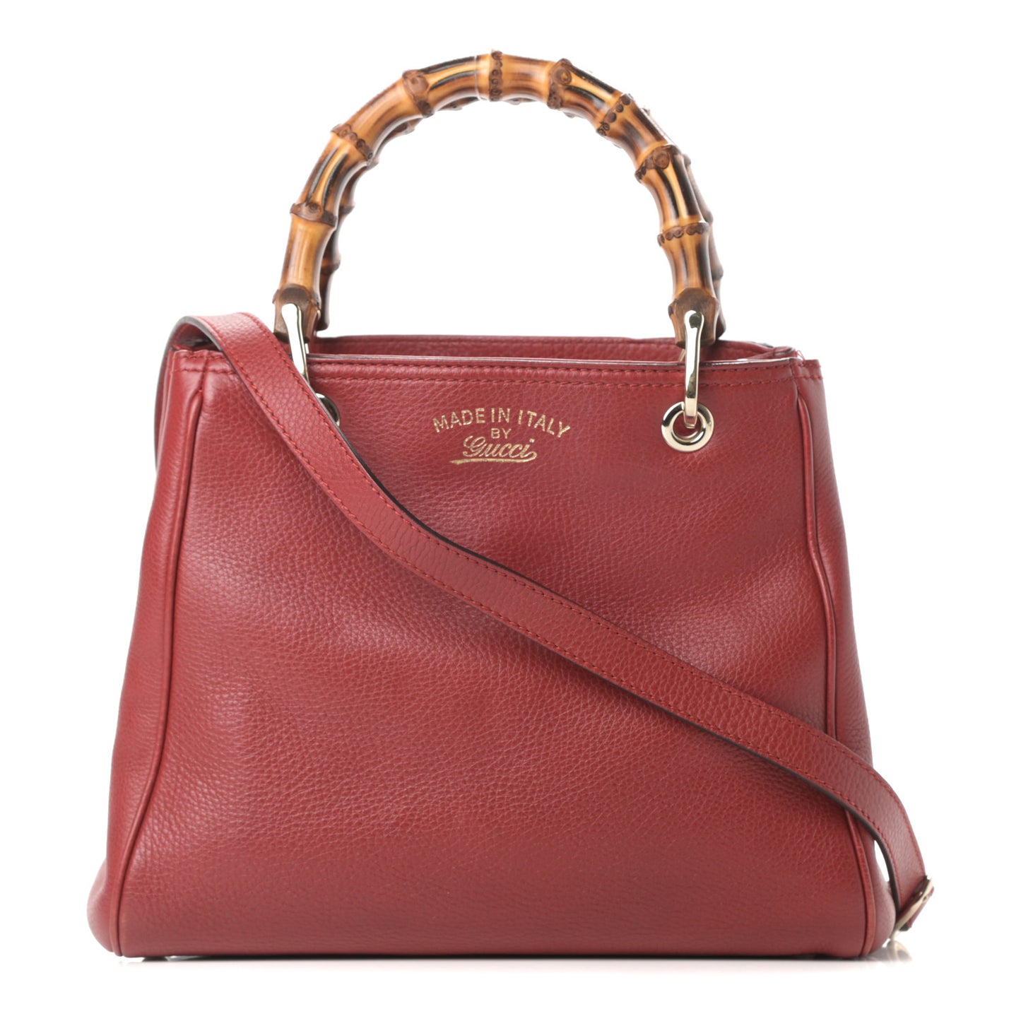 Calfskin Small Bamboo Shopper Tote Red