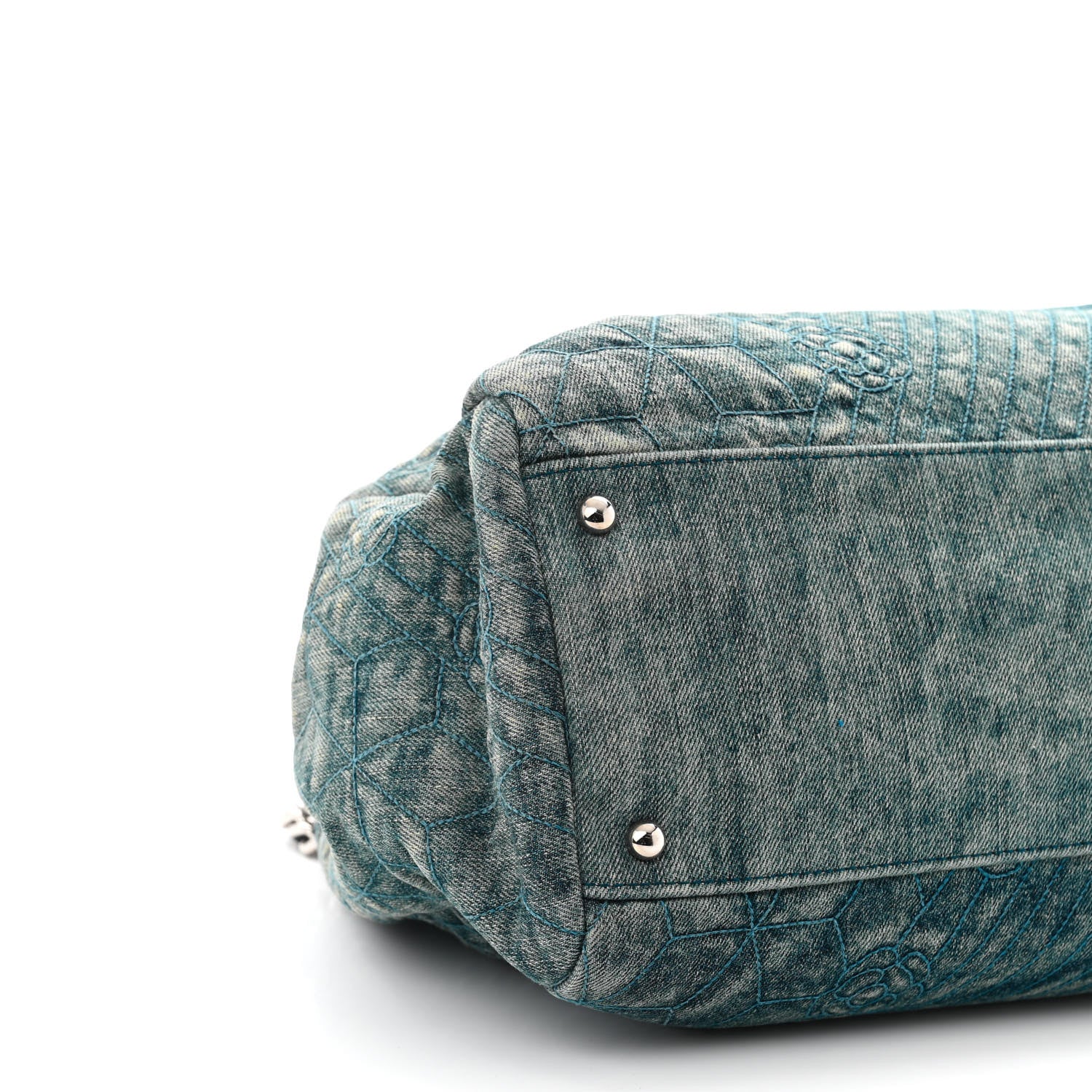 Chanel Denim Camellia Embroidered Medium Just Mademoiselle Blue 10 of 11