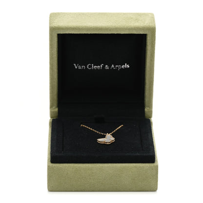 Van Cleef & Arpels 18K Yellow Gold Mother of Pearl Sweet Alhambra Butterfly Pendant Necklace 5 of 5