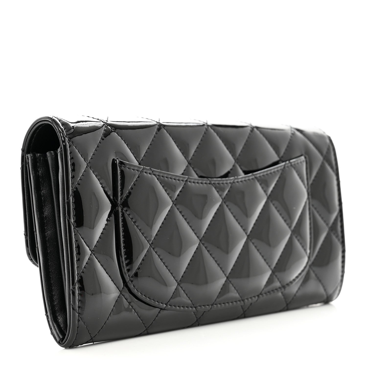 Chanel Patent Quilted Large Gusset Flap Wallet So Black 3 of 9