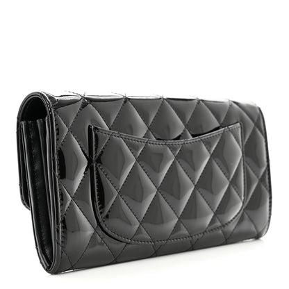 Chanel Patent Quilted Large Gusset Flap Wallet So Black 3 of 9