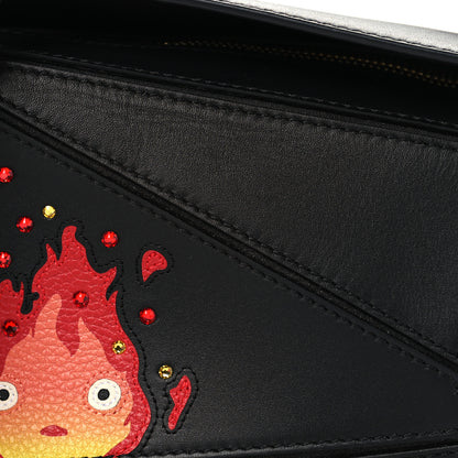 Loewe X HOWLS MOVING CASTLE Satin Calfskin Crystal Mini Calcifer Puzzle Black 6 of 9