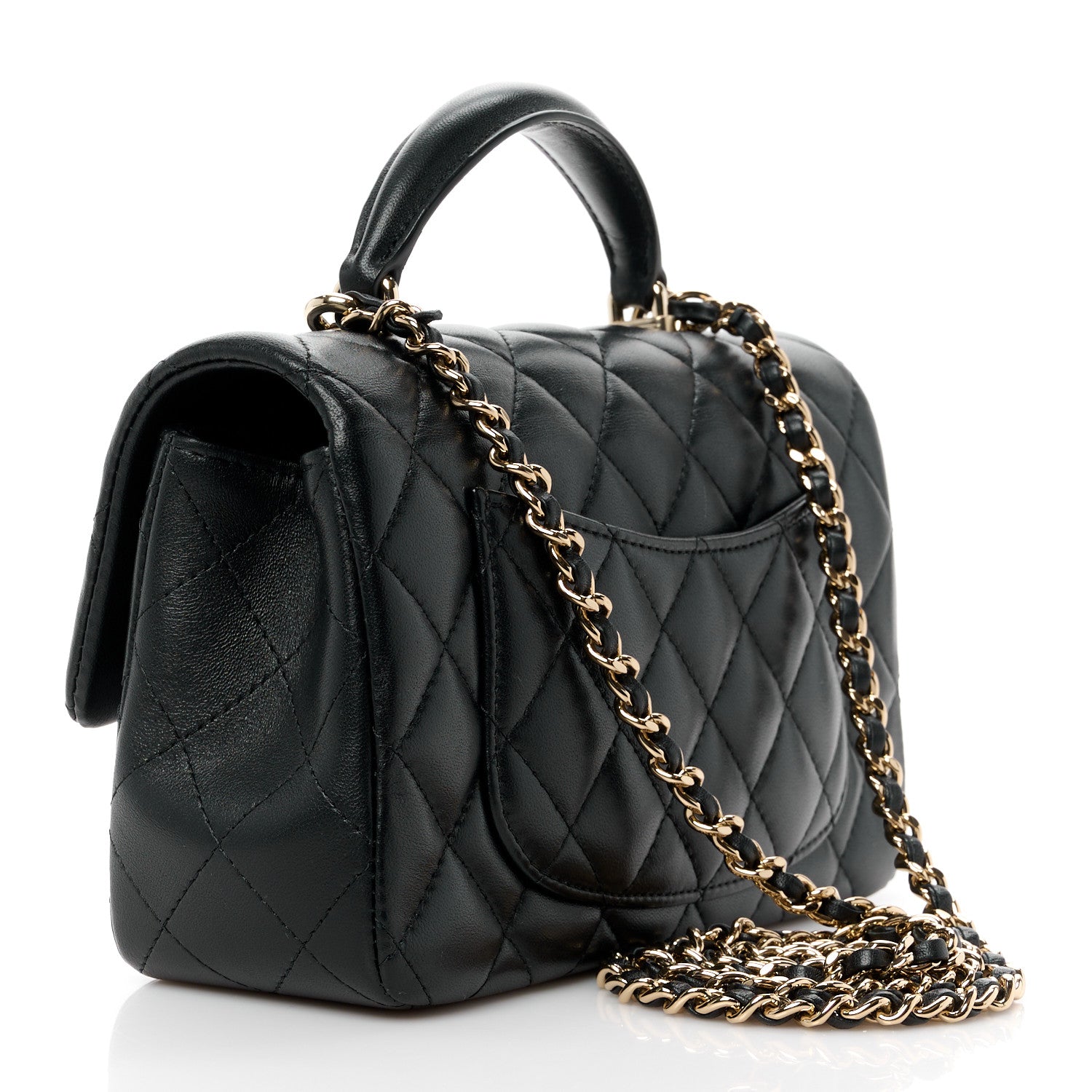 Chanel Lambskin Quilted Mini Top Handle Rectangular Flap Black 3 of 11