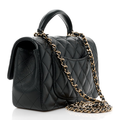 Chanel Lambskin Quilted Mini Top Handle Rectangular Flap Black 3 of 11