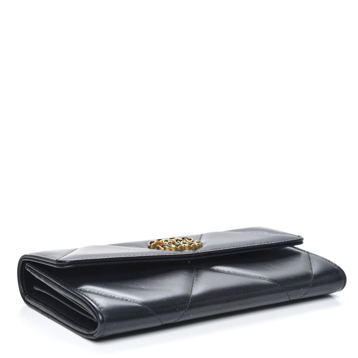 Lambskin Quilted Chanel 19 Flap Wallet Black