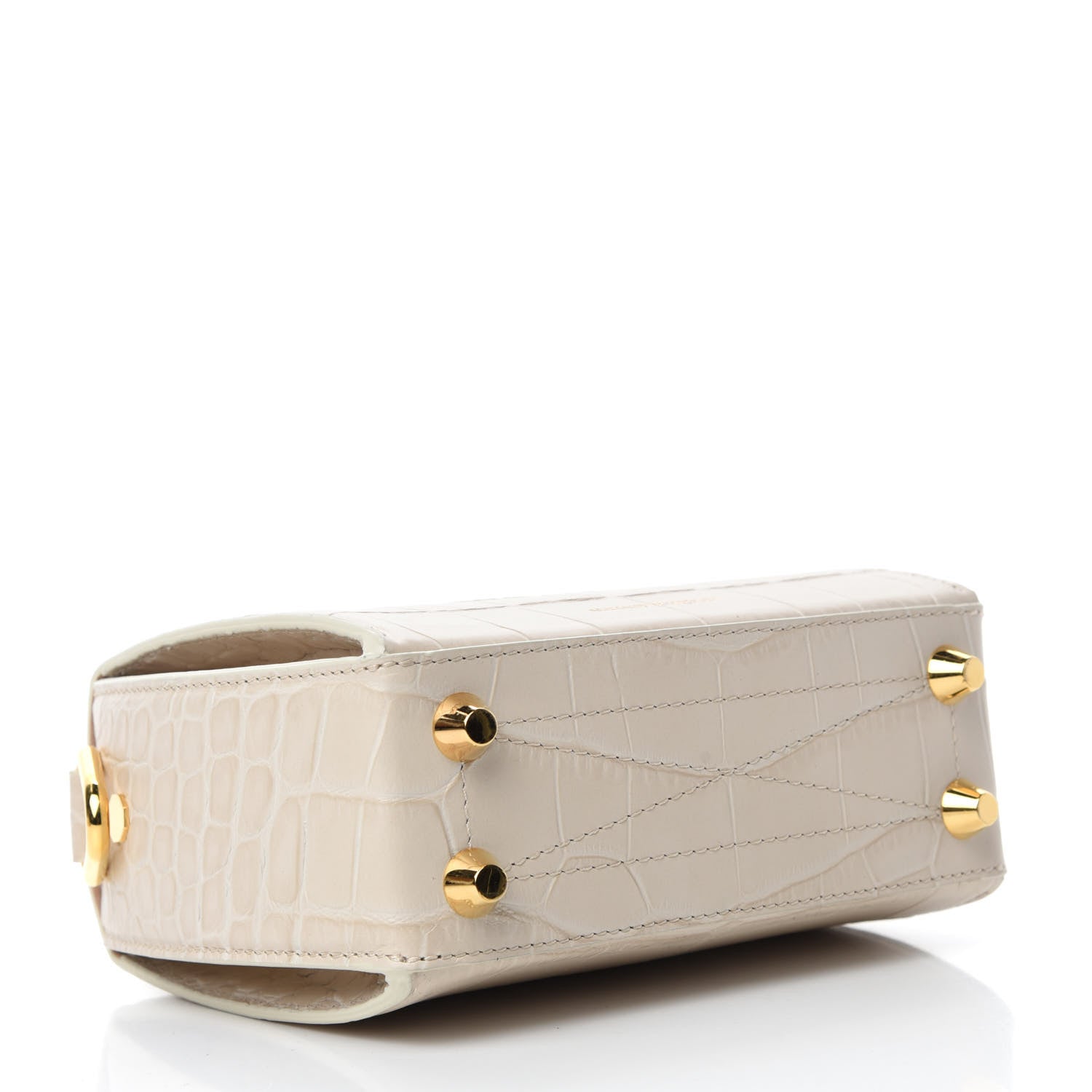 Alexander McQueen Calfskin Crocodile Embossed Box Shoulder Bag 16 Cream 4 of 8