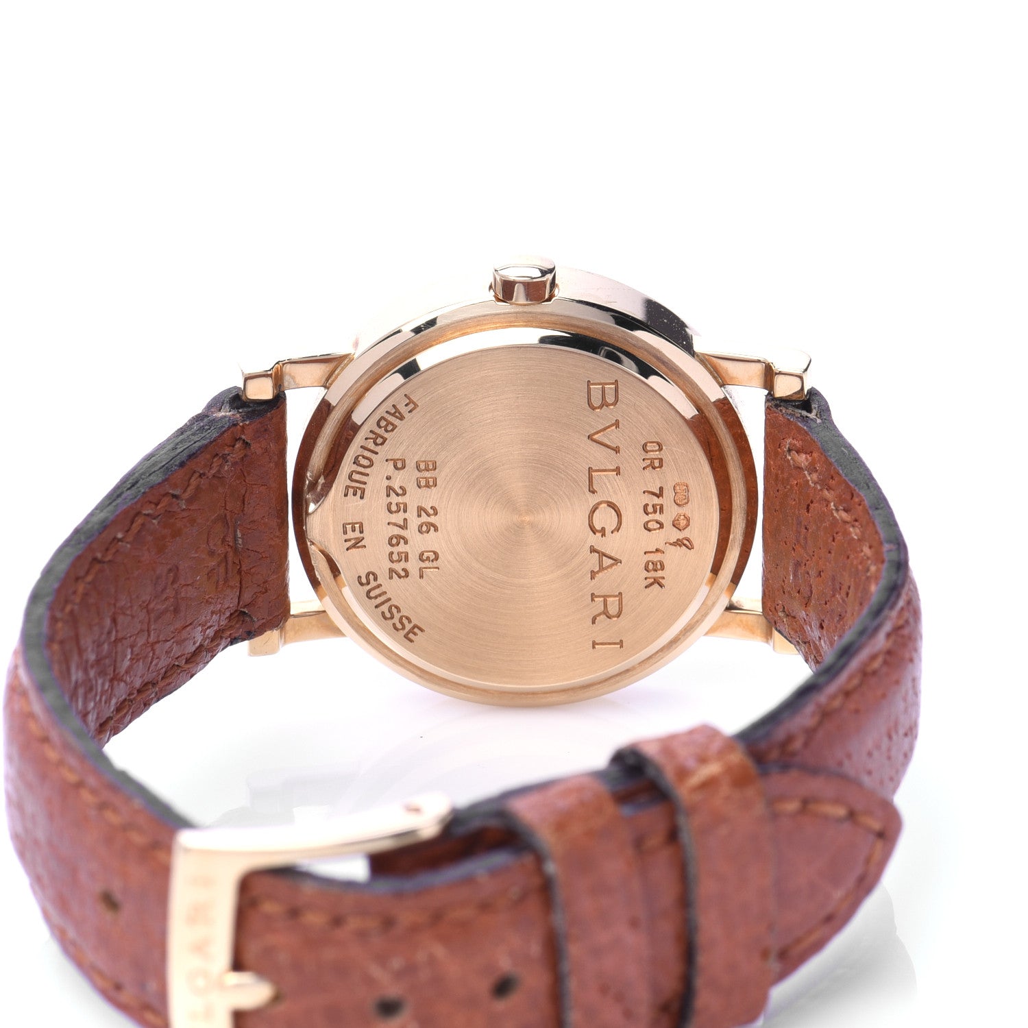 Bulgari 18K Yellow Gold Calfskin 26mm Quartz Watch Black 4 of 6