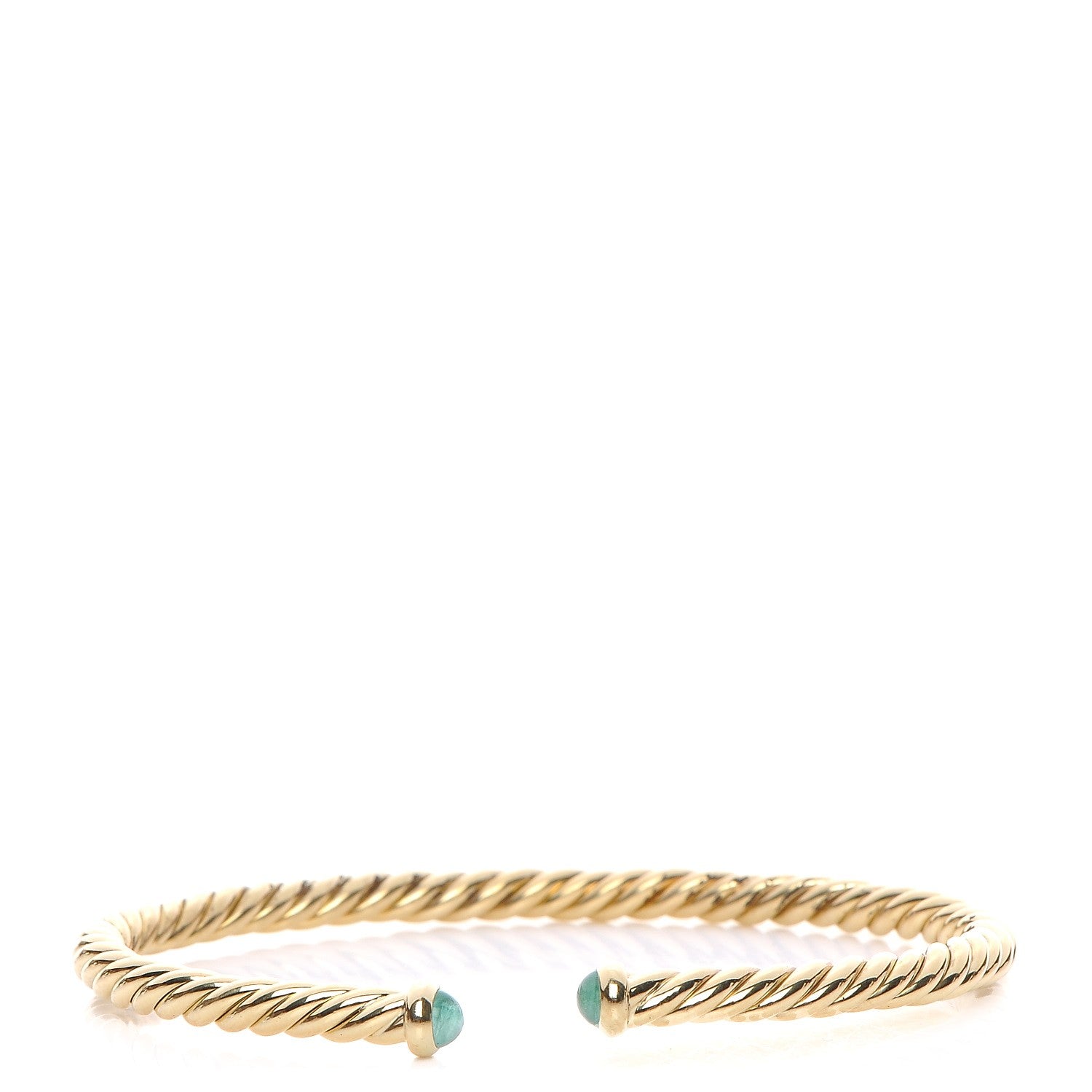 David Yurman 18K Yellow Gold Emerald 4mm Cablespira Bracelet 1 of 5