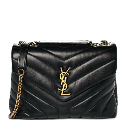 Saint Laurent Calfskin Y Quilted Monogram Small Loulou Chain Satchel Black 1 of 9