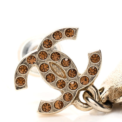 Chanel Crystal CC Camellia Drop Earrings Gold 6 of 7