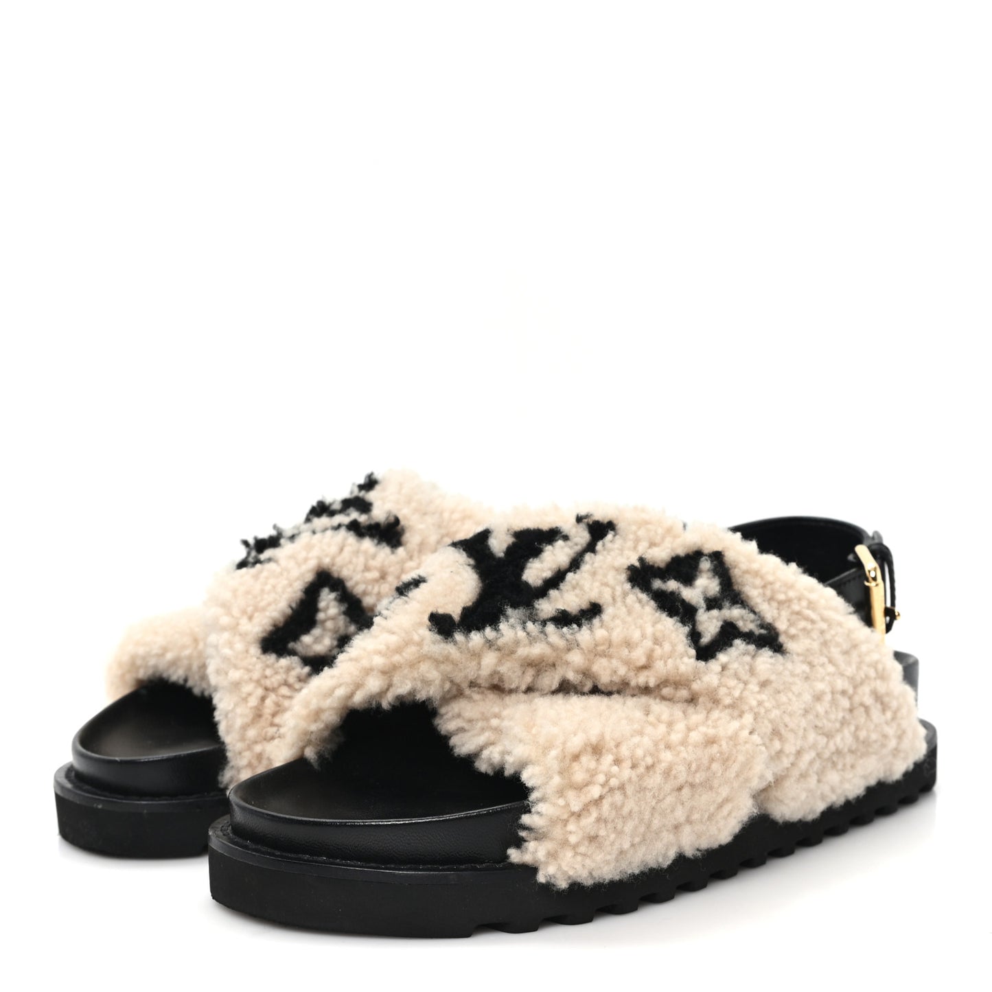 Shearling Paseo Sandals 37 Black