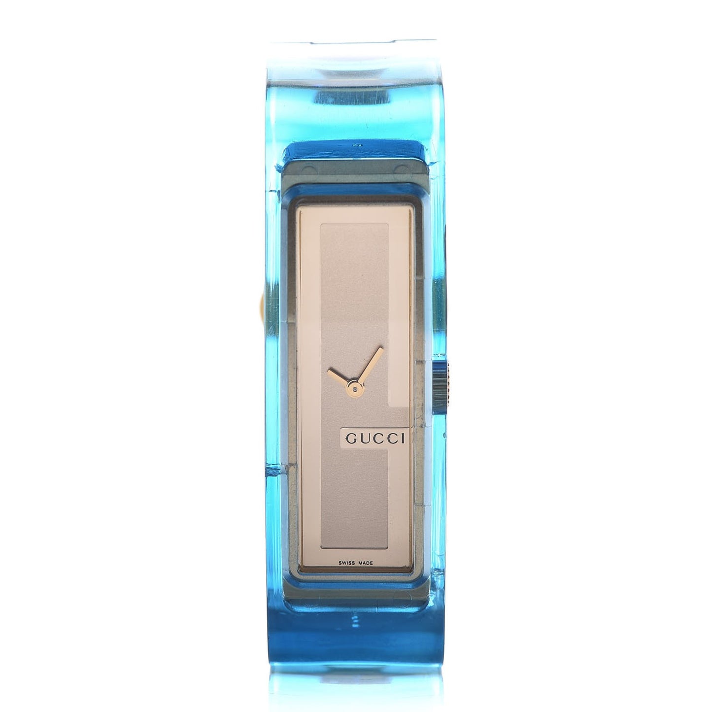 Stainless Steel Plexiglass 17mm 2465L Lucite Quartz Watch Blue