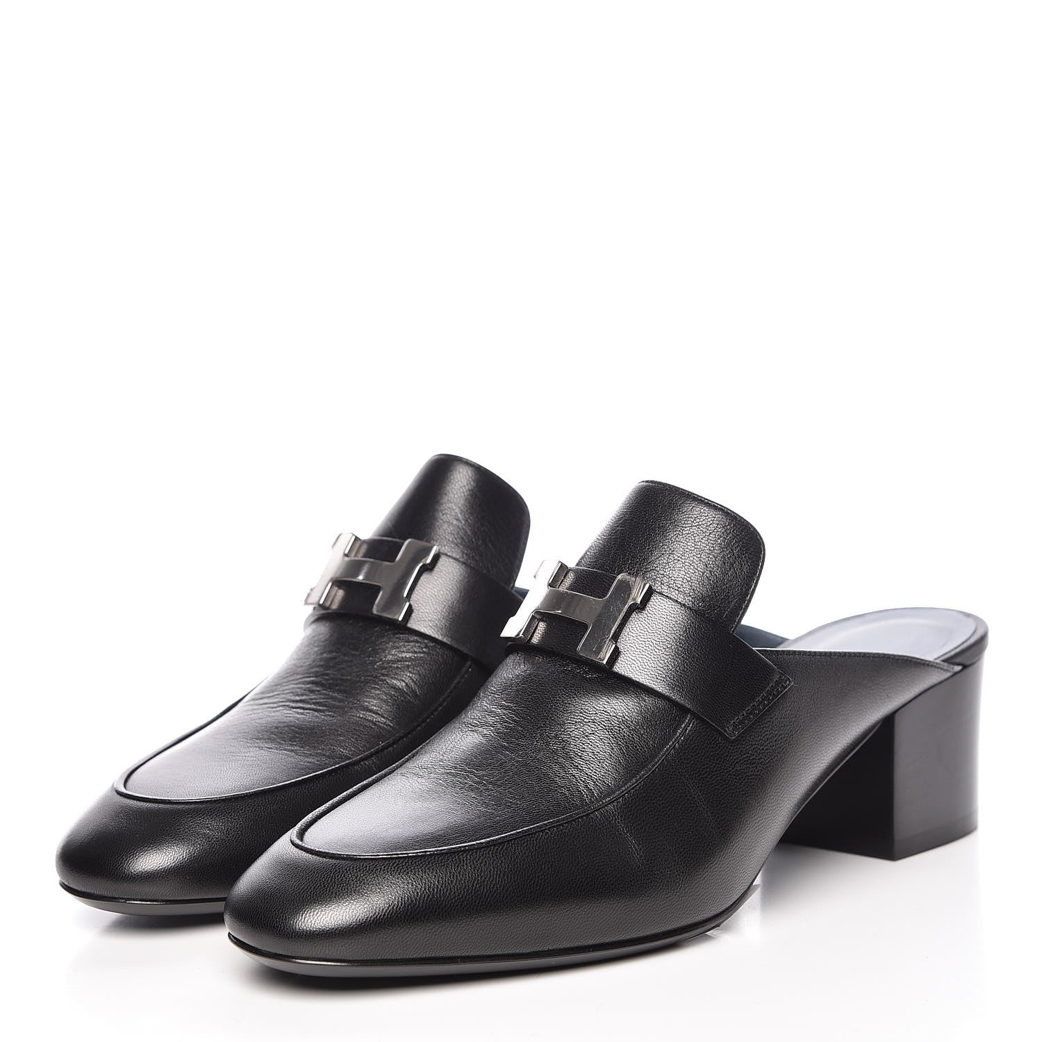 Hermes Goatskin Paradis Mules 38.5 Black 3 of 11