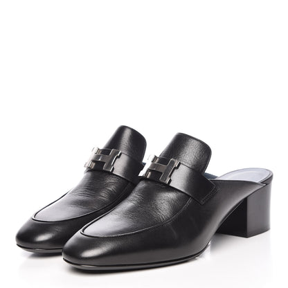 Hermes Goatskin Paradis Mules 38.5 Black 3 of 11
