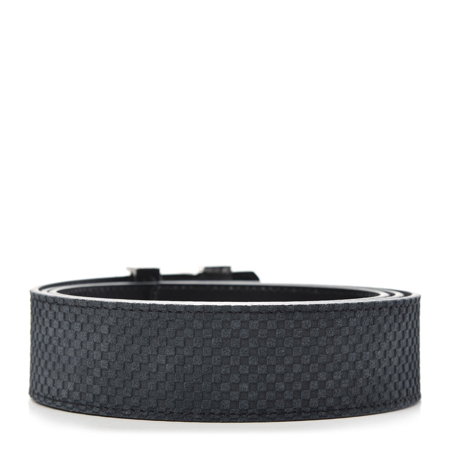 Louis Vuitton Suede Calfskin Mini Damier 40mm LV Initiales Belt 110 44 Carbone 2 of 6