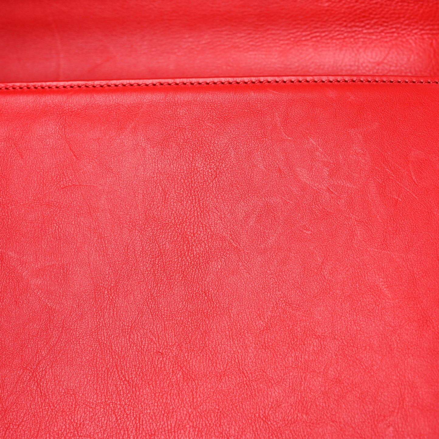 Calfskin Quilted Double Stitch Large Boy Flap Red