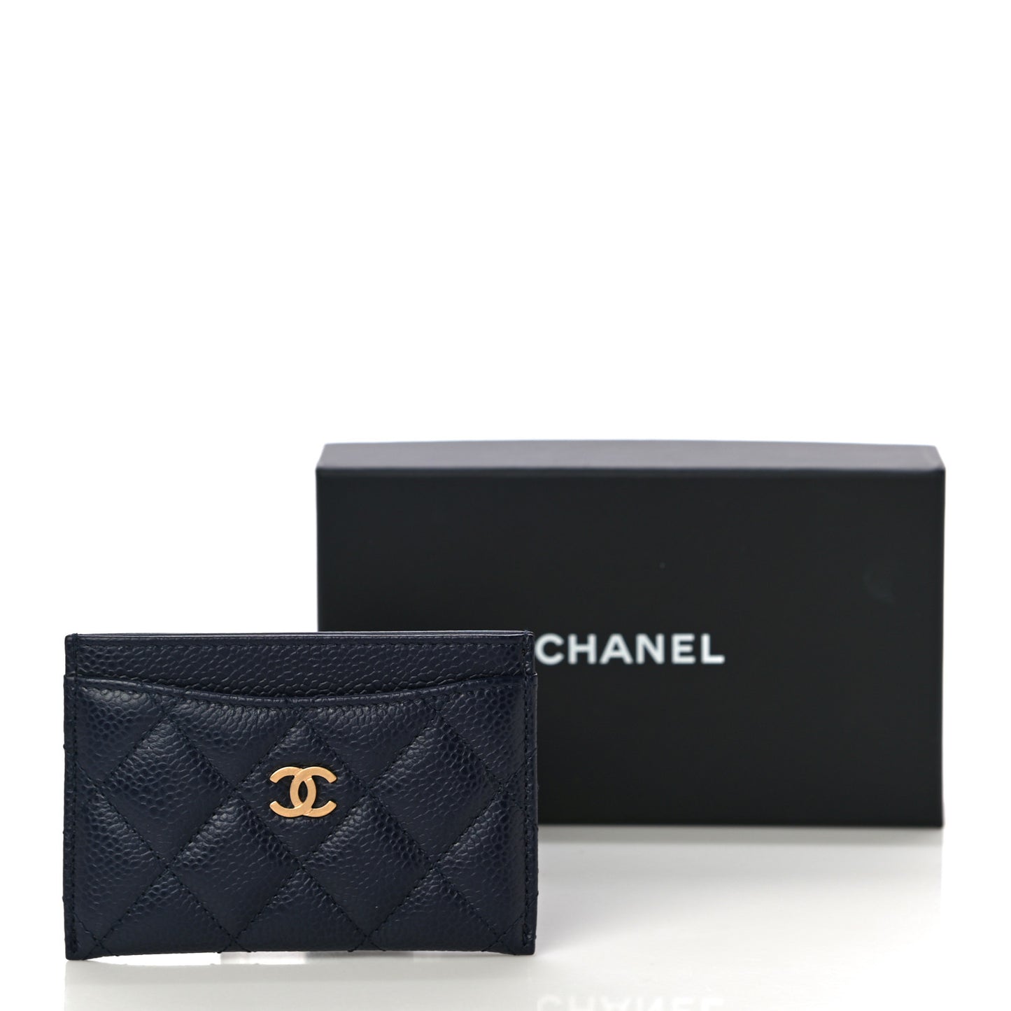 Caviar Quilted Card Holder Navy