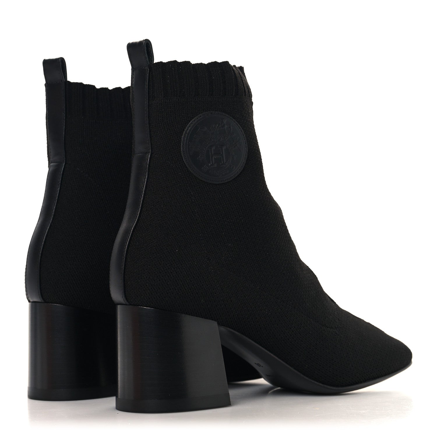 Hermes Knit Calfskin Jenna 60 Ankle Boots 36 Black 4 of 7