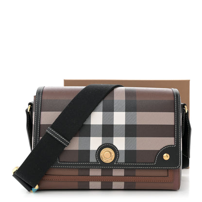 Burberry Calfskin Giant Check E-Canvas Note Crossbody Bag Dark Birch Brown 13 of 13