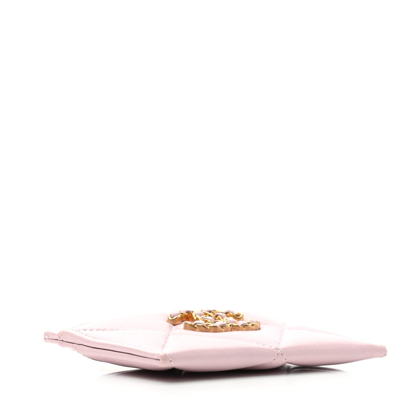 Lambskin Quilted Chanel 19 Card Holder Light Pink