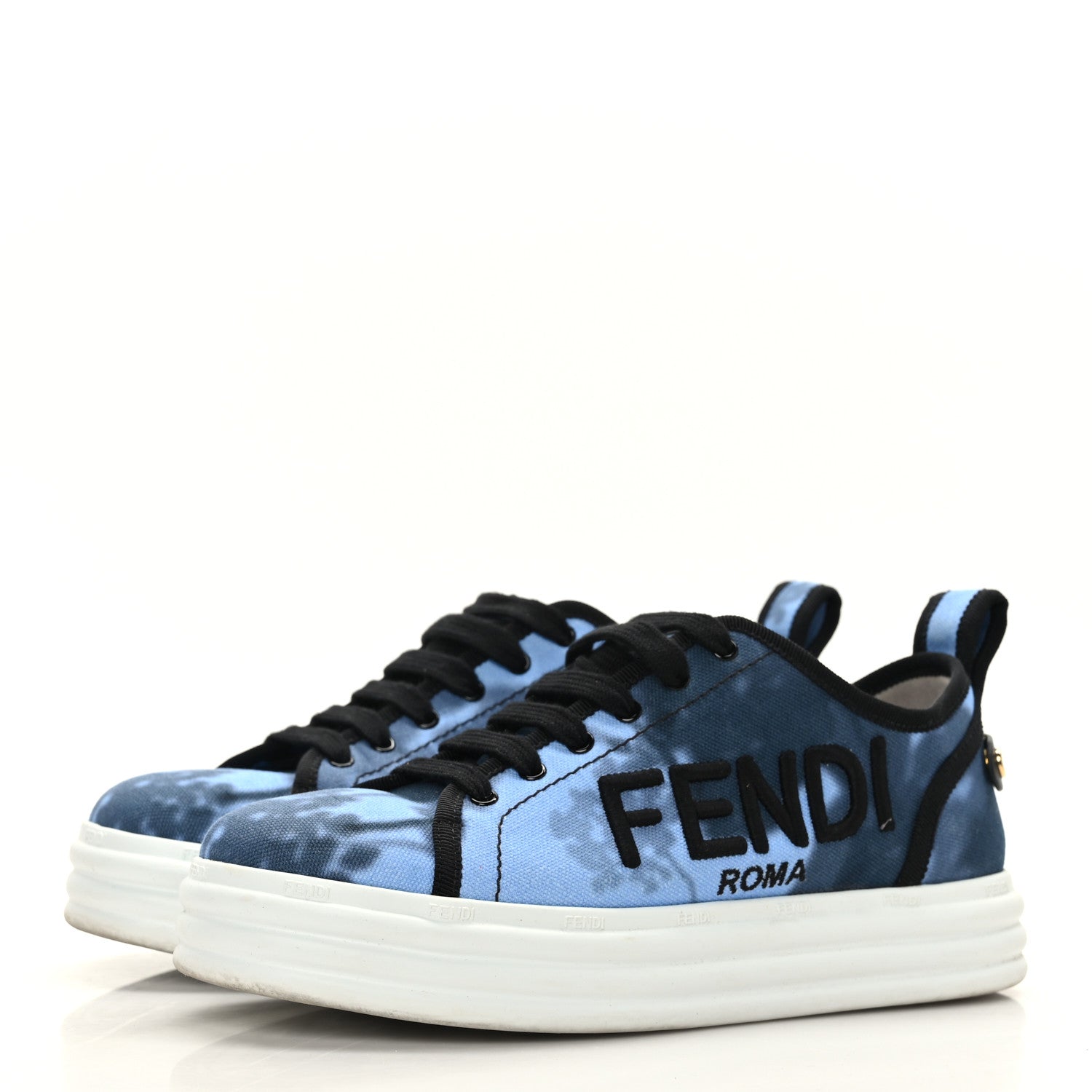 Fendi Canvas Floral Print Logo Sneakers 36 Sagittarius Black 3 of 7